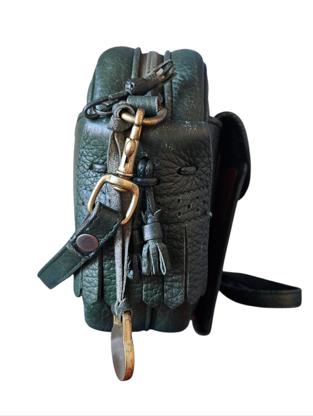 Dooney & Bourke Dark Green Pebbled All Weather Leatger Kilty Bag Purse - Picture 4 of 14